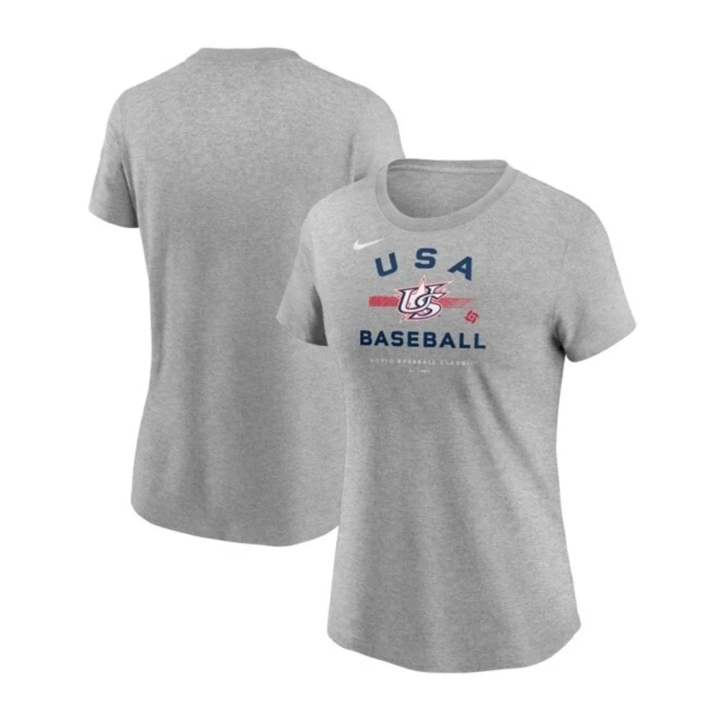Nike USA Baseball Women's World Baseball Classic Tri-Blend T-Shirt Gray Size L